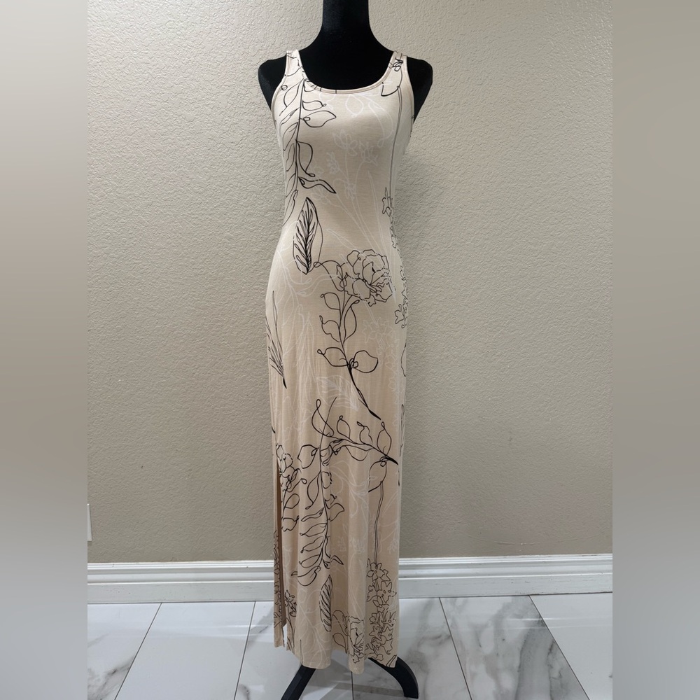 Guess Cream Floral Maxi Dress XS